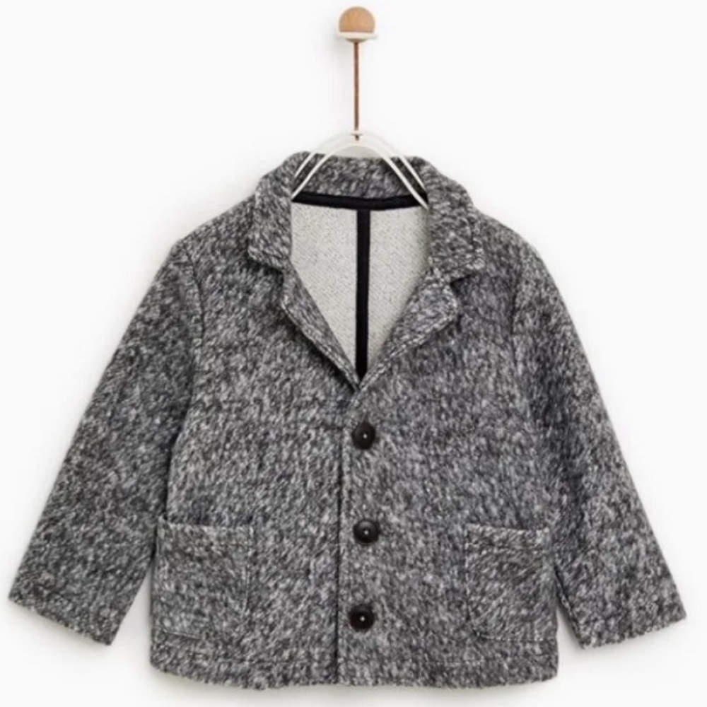 Zara Grey Marled Blazer Jacket Size 12-18 …